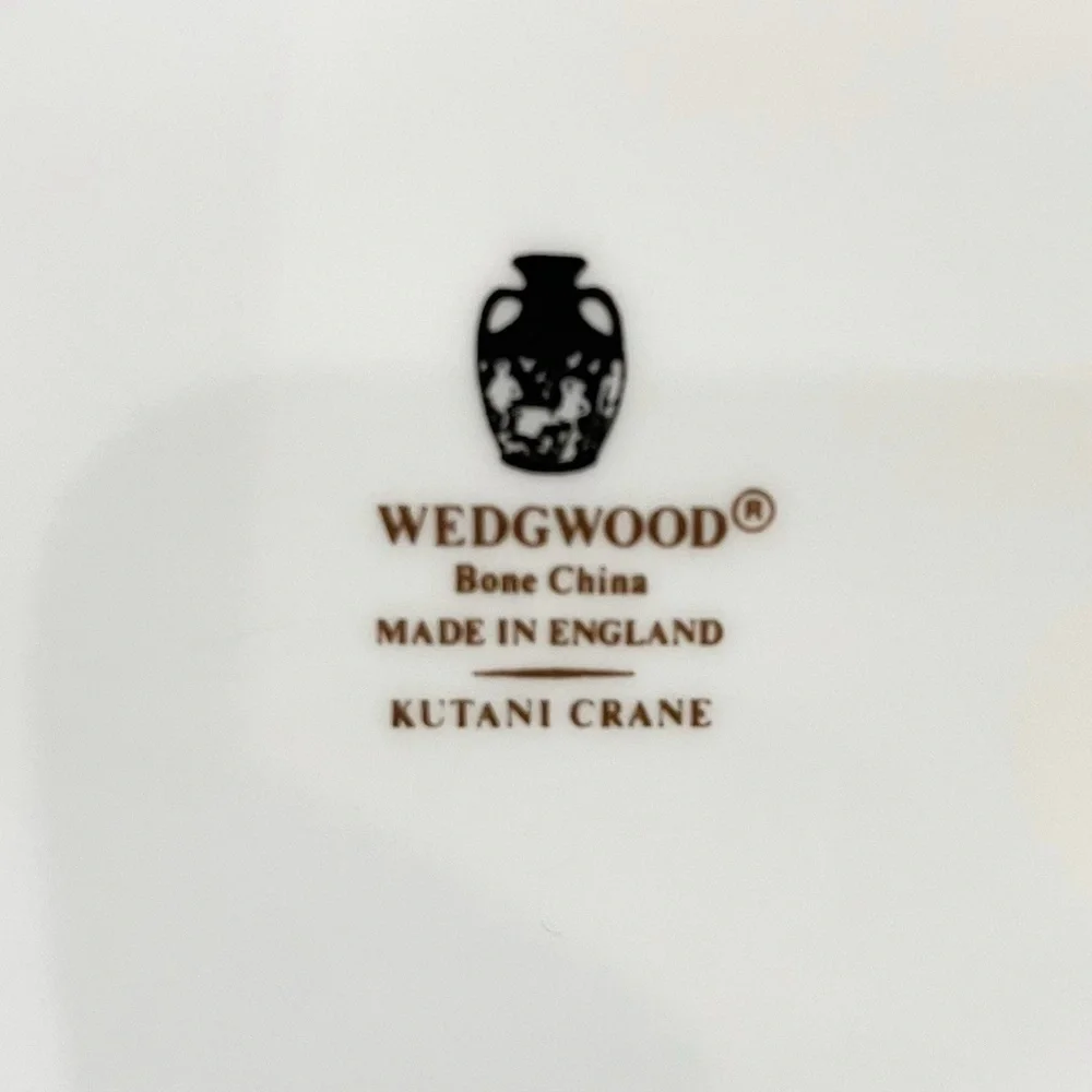 Vintage Wedgwood Kutani Crane Bone China Small Jewelry Trinket Dish White 5”x4”